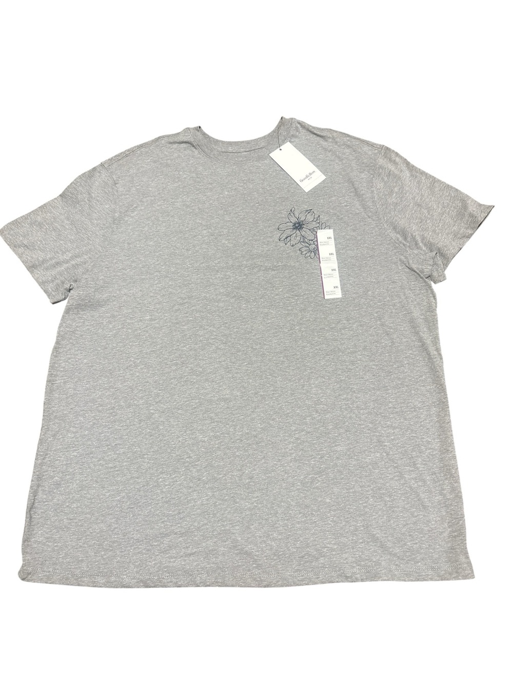 Goodfellow & Co Gray Short Sleeve Tee with Chest Floral Outline